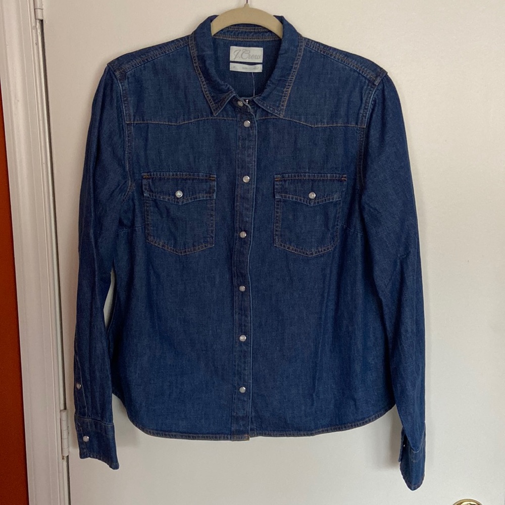 Shrunken Slim-Fit Western Chambray Shirt by J Crew